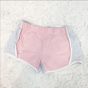 Lily Grace color block stripe seersucker shorts.